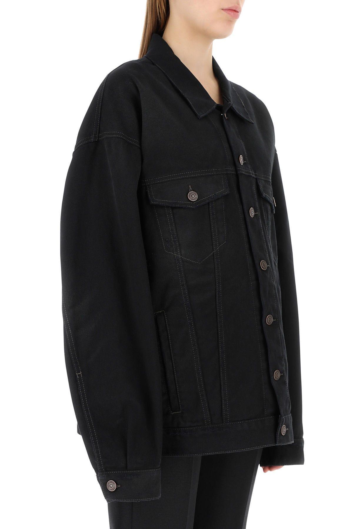 Shop Balenciaga Black Denim Oversize Jacket