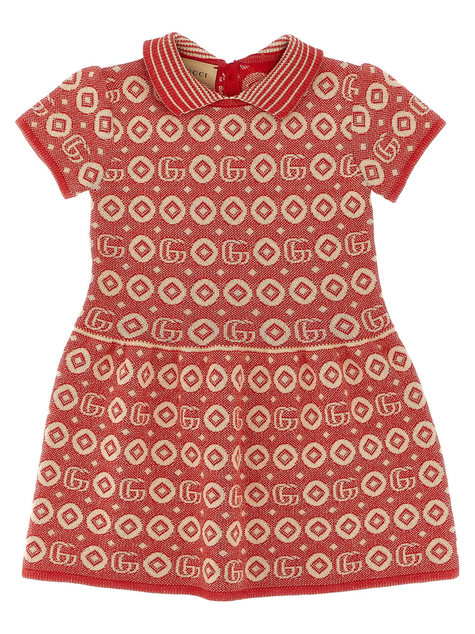 Shop Gucci Jaquard Logo Dress In Red