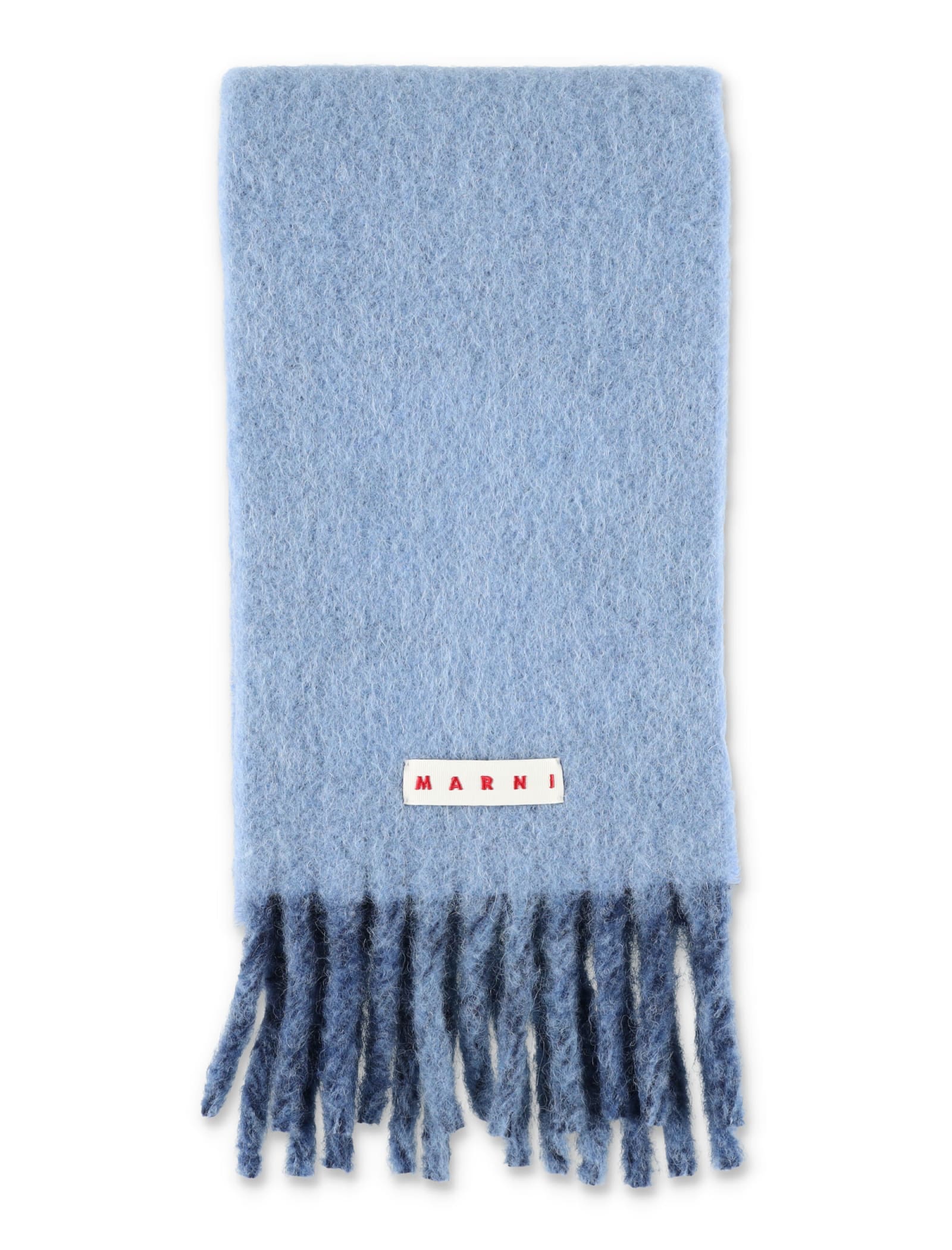 Shop Marni Logo Scarf In Light Blue