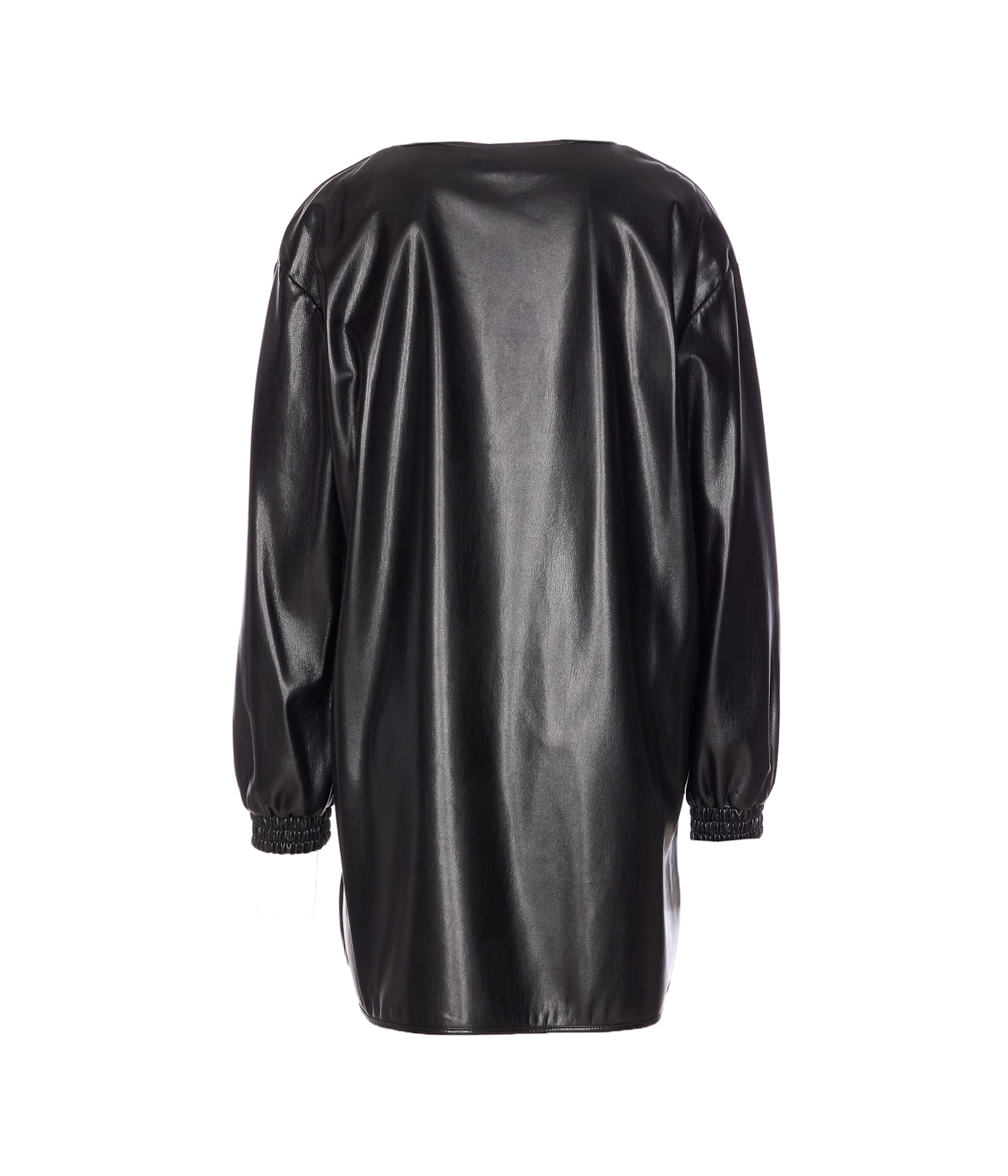 Pinko Short Black Leather-effect Dress In Black