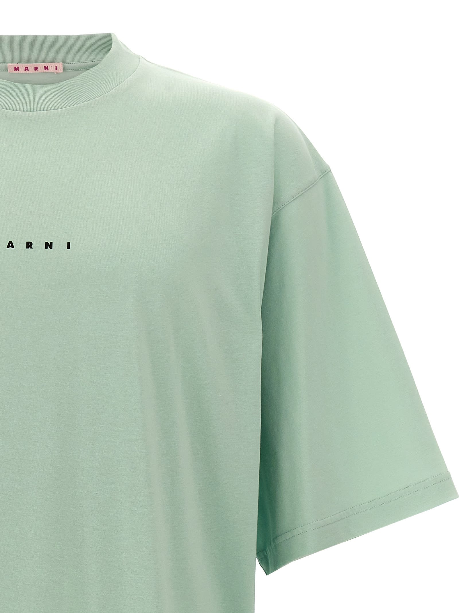 Shop Marni Logo Print T-shirt In Light Blue