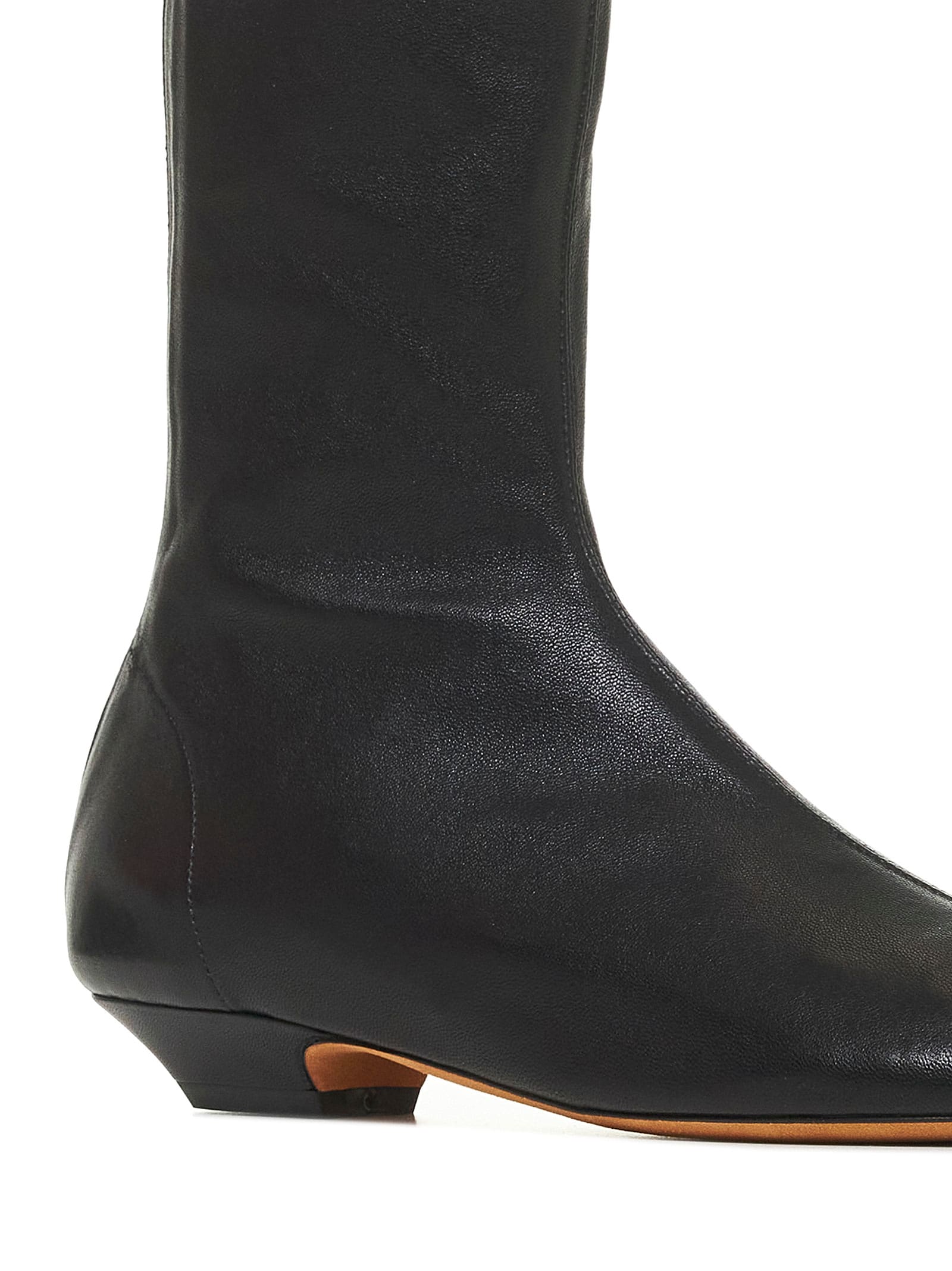 Khaite Apollo Leather Flat Ankle Boots In Black