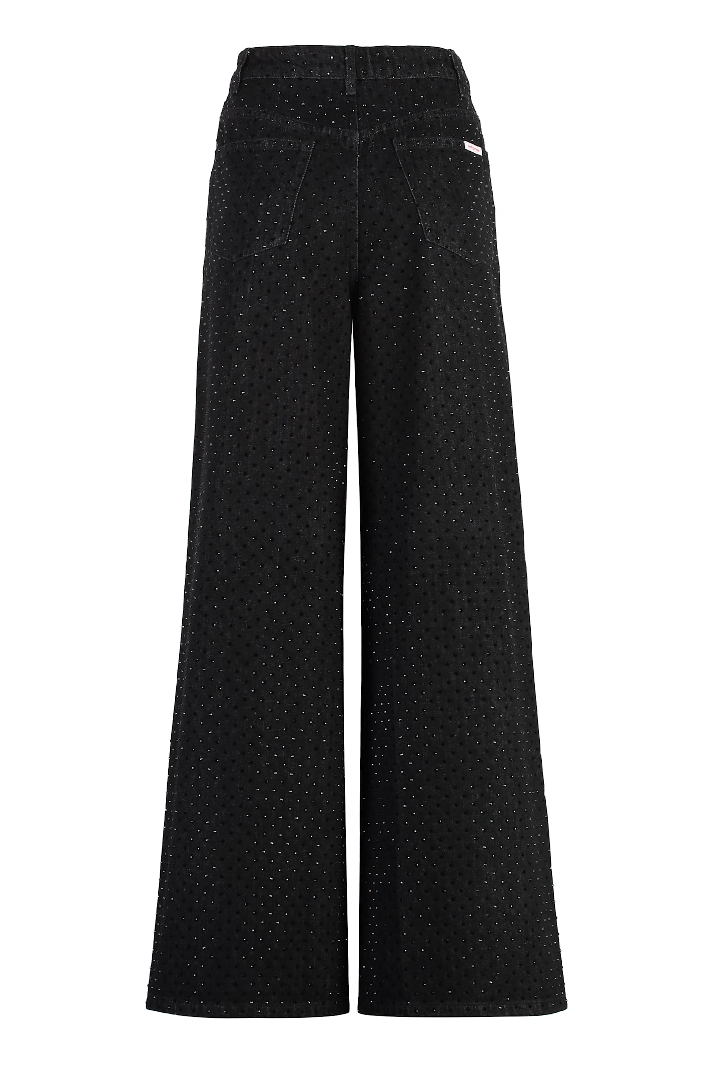 Shop Self-portrait Wide-leg Jeans In Black