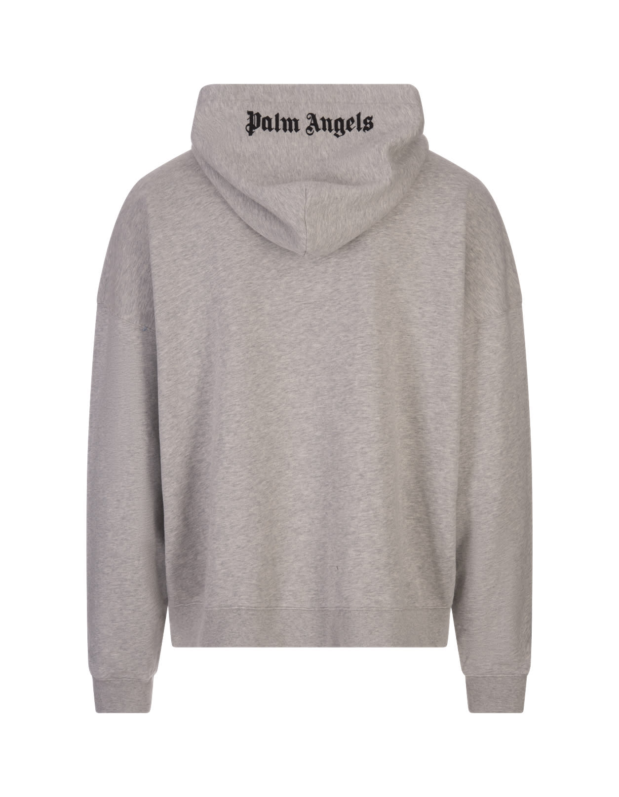 Shop Palm Angels Gray Hoodie With Logo On Chest And Hood In Grey
