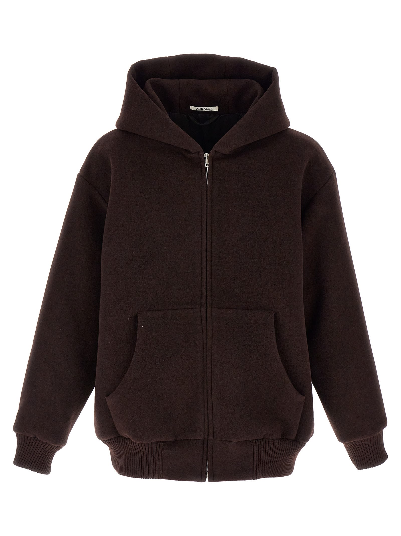 Shop Auralee Hooded Jacket In Brown