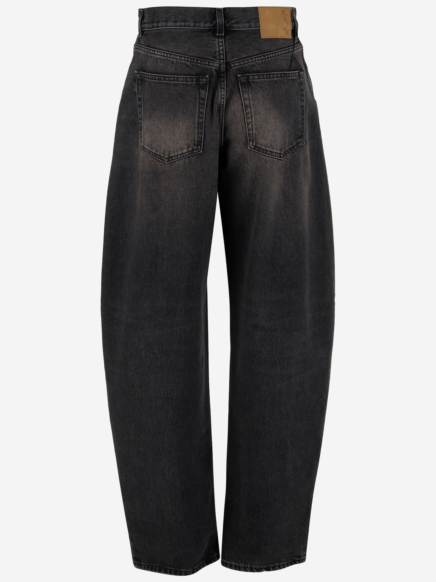 Haikure Wide-leg Denim Trousers With Medium Waist In Black