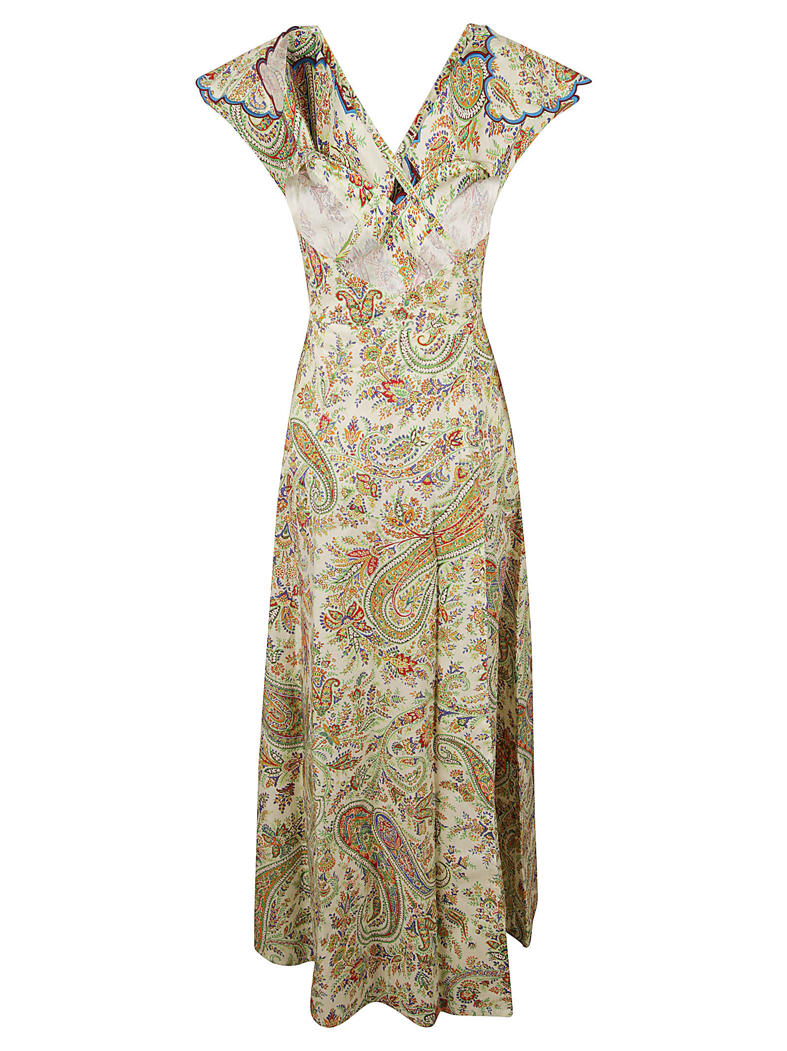 Etro Paisley Print Back Cross Strap Dress In White