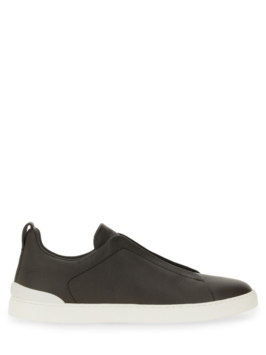 Shop Zegna Triple Stitch Sneaker In Black