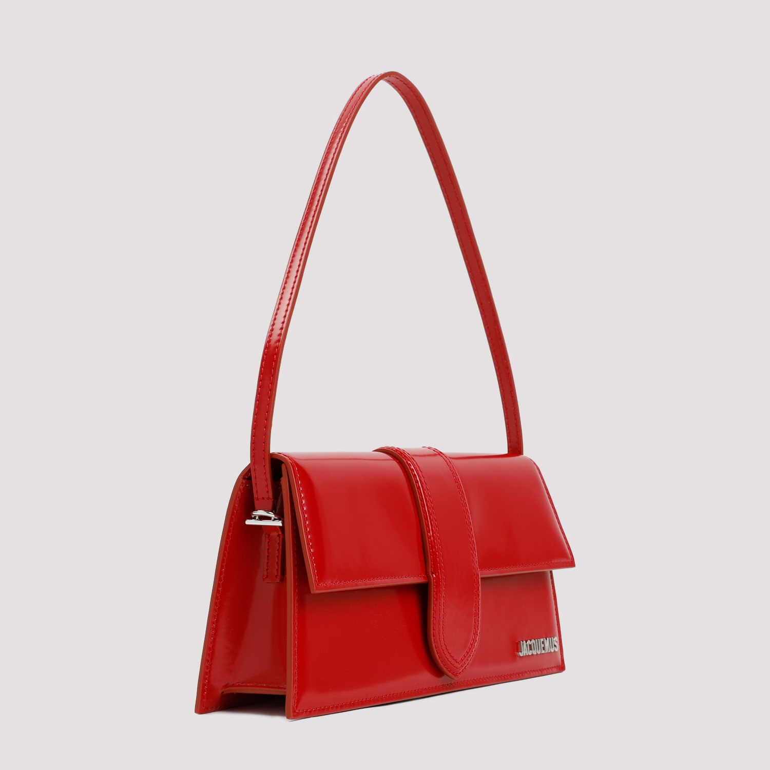 Jacquemus Patent Leather Le Bambino Long Shoulder Bag In Red