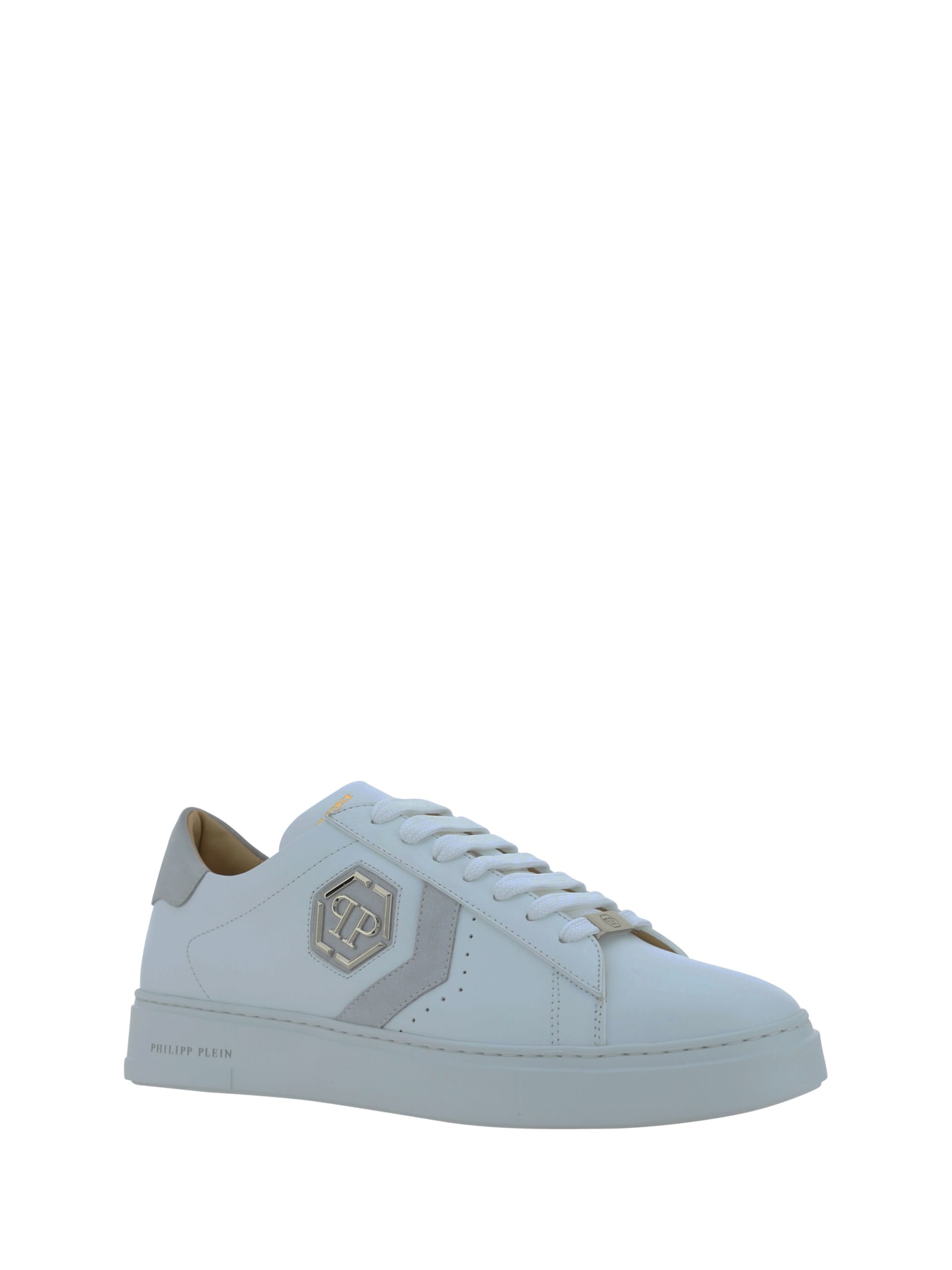 Shop Philipp Plein Lo Top Sneakers In White/white