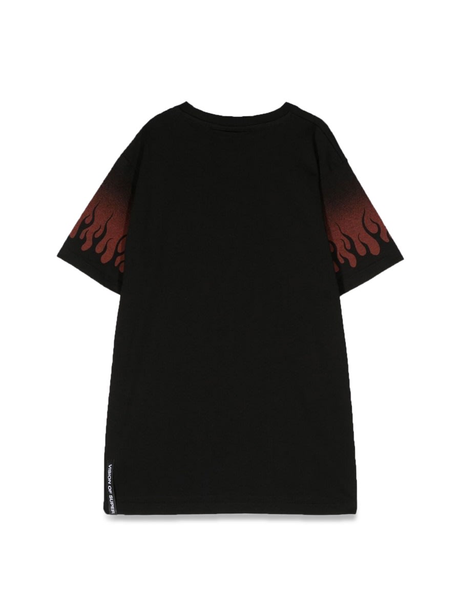 Shop Vision Of Super Negative Red Flames M/c T-shirt In Black