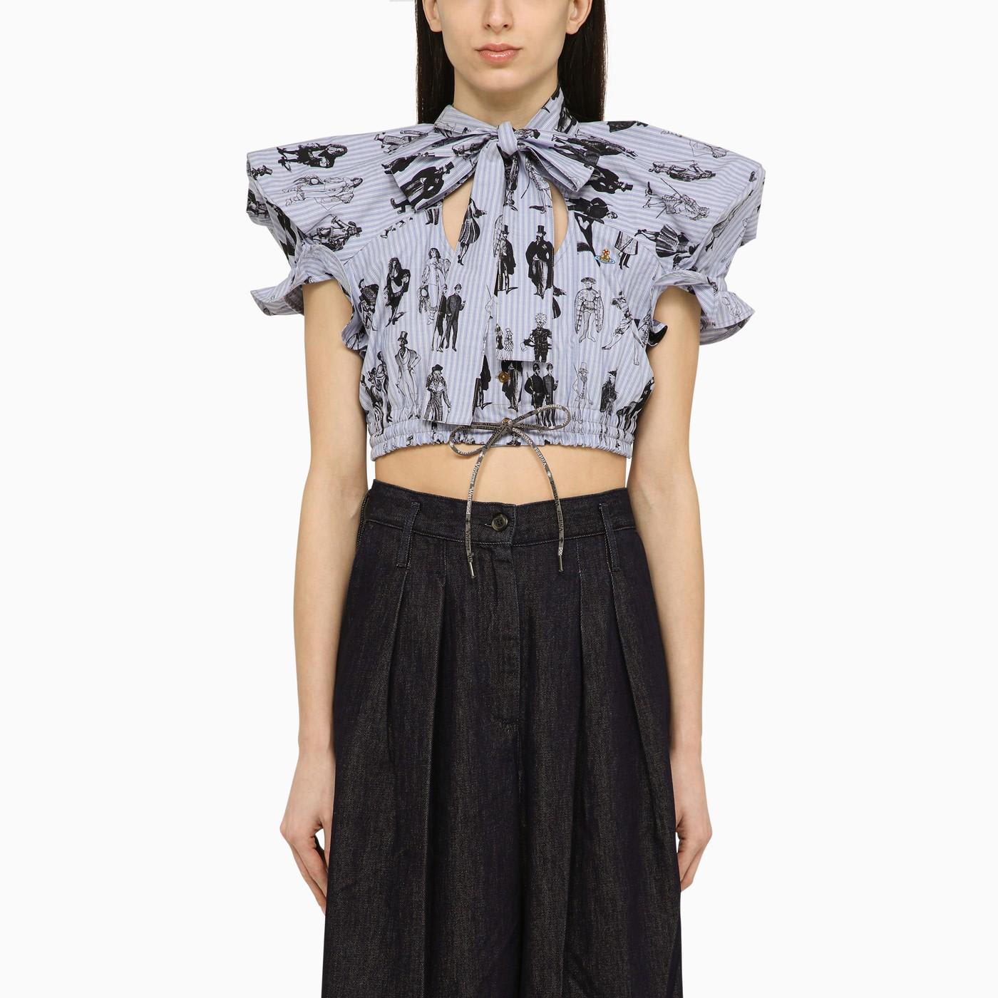 Shop Vivienne Westwood Cotton Bow And Shoulder Top In Blu