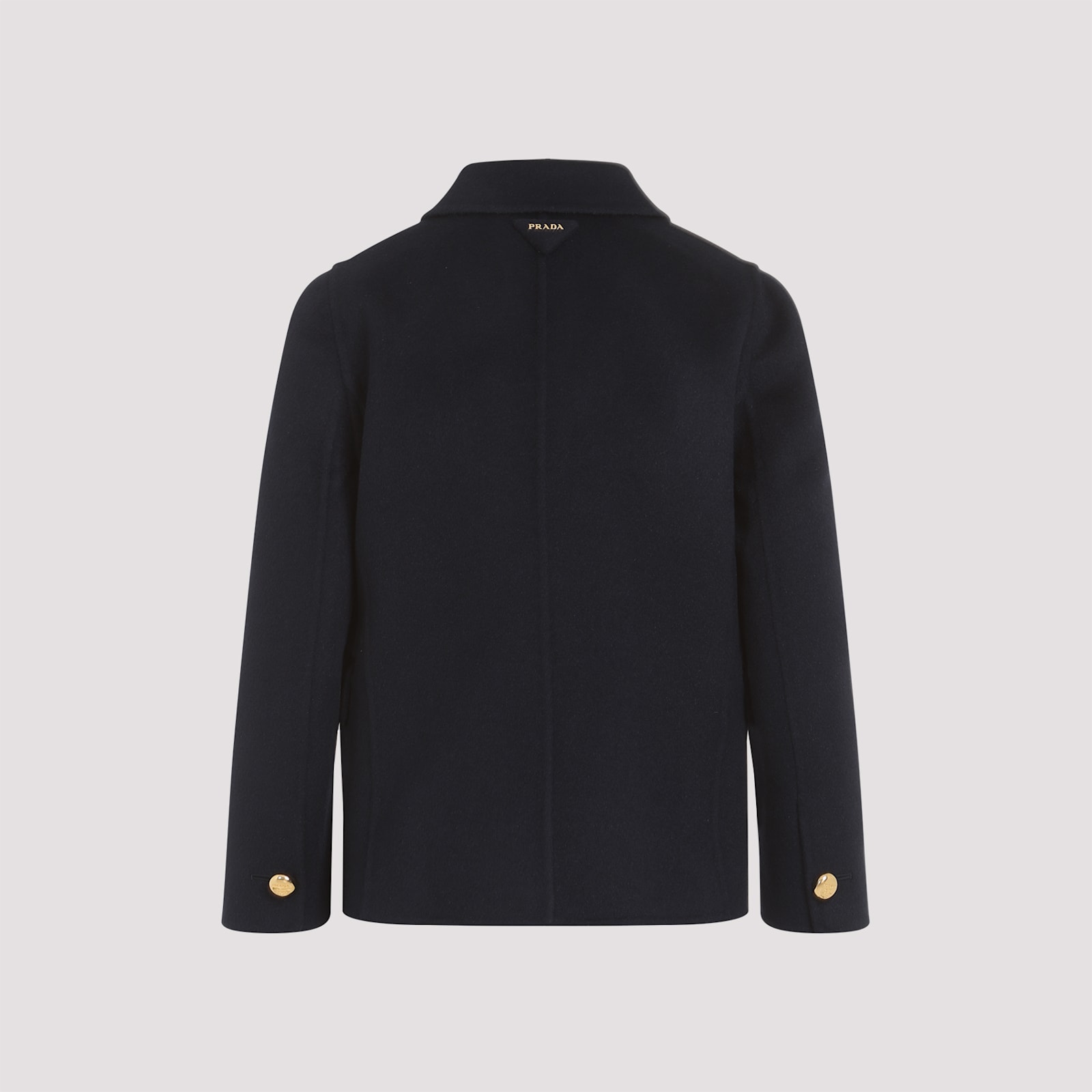 Prada Double-breasted Blue Jacket With Gold Buttons And Tailored Fit In Bleu