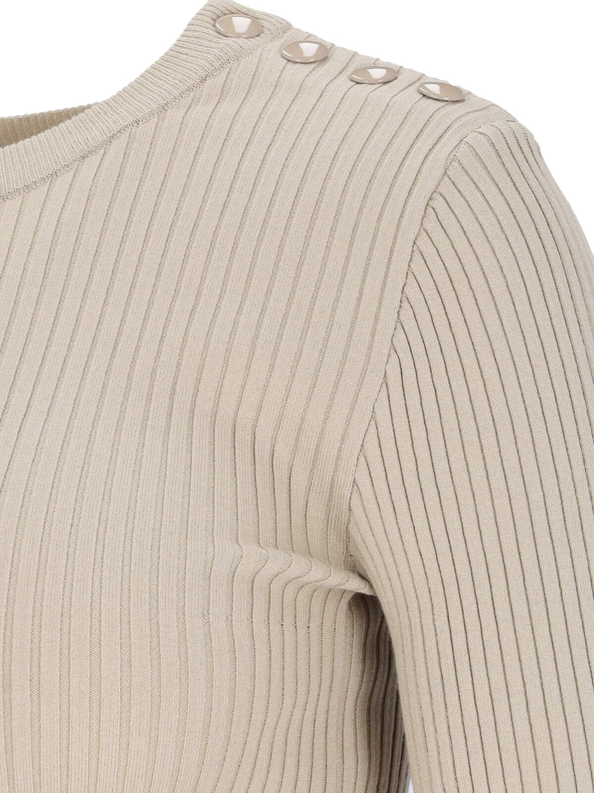 Shop Courrèges Ribbed Sweater In Beige