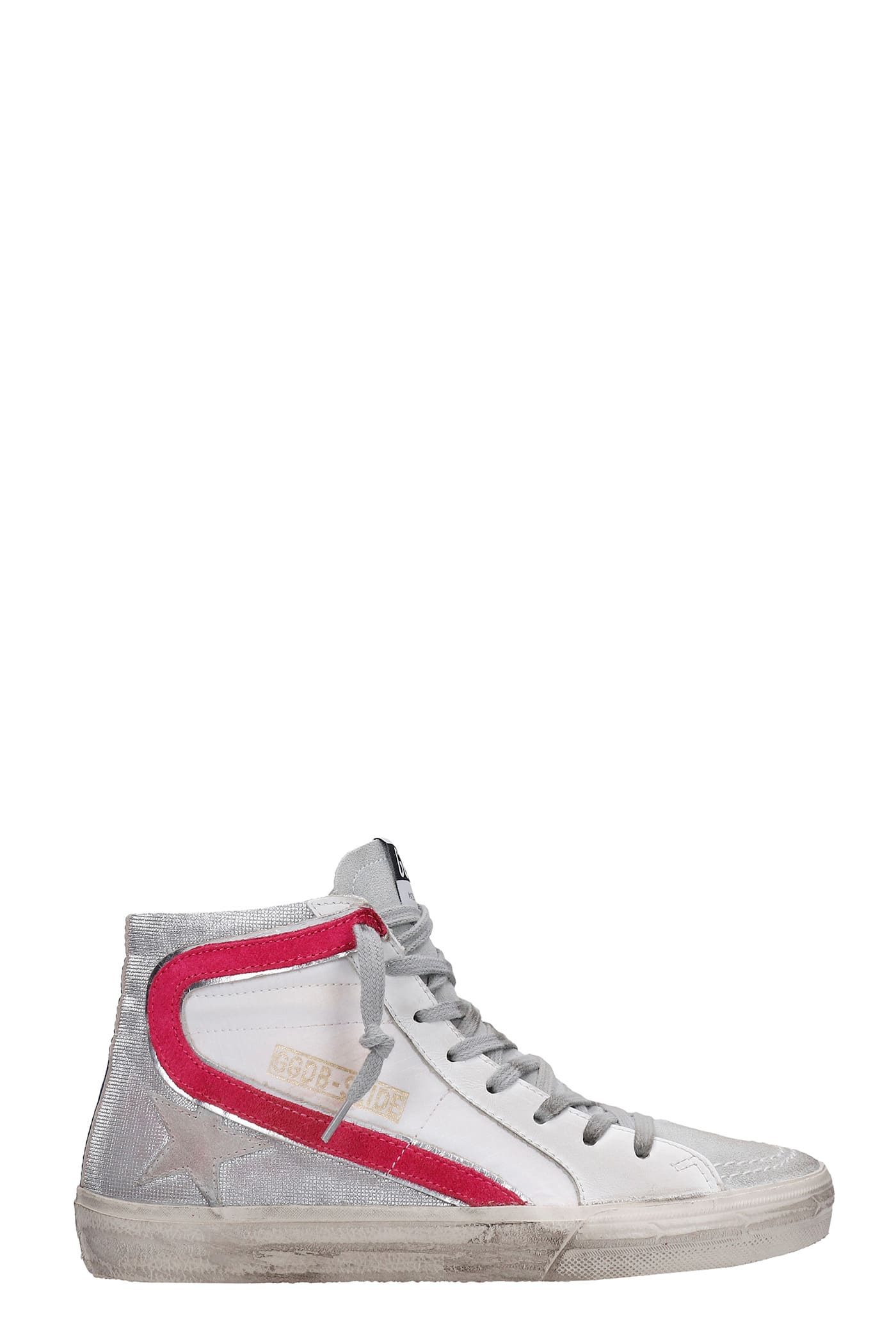 Golden Goose Slide Sneakers In White Suede And Leather