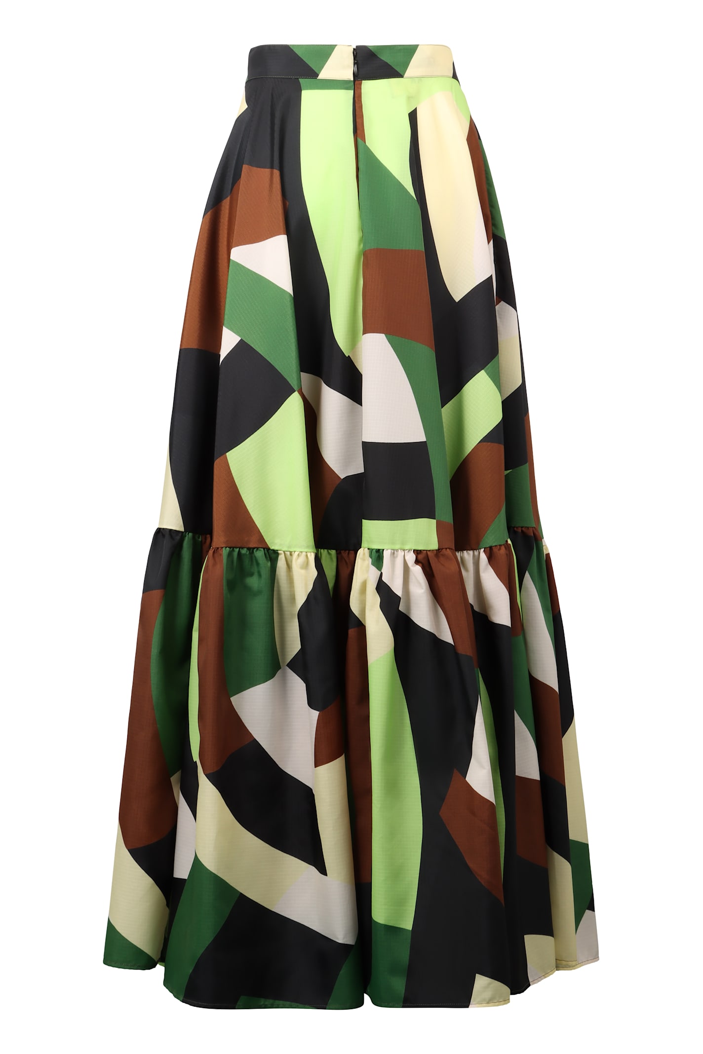 Plan C Long Tiered Ruffle Skirt In Multicolor