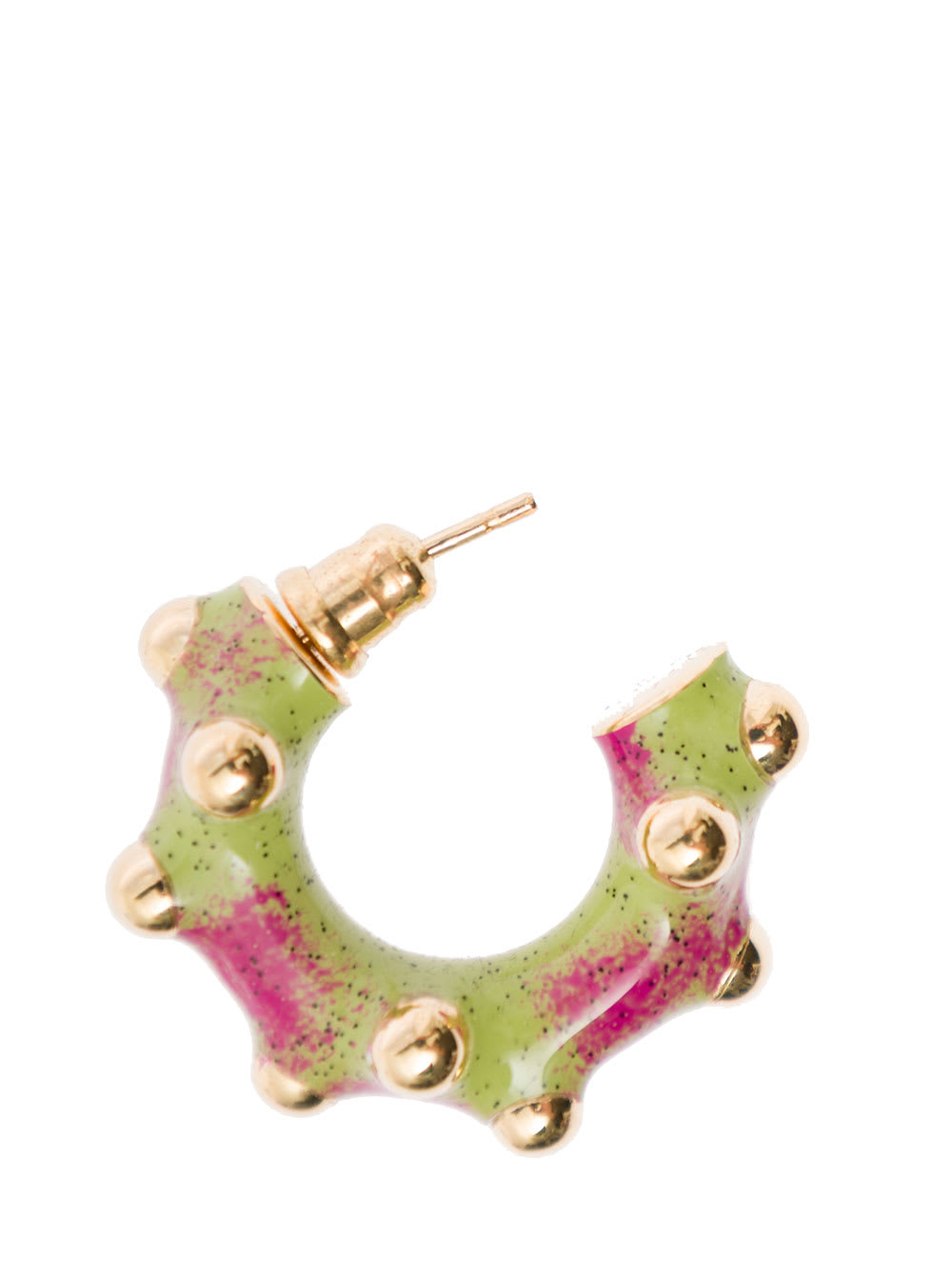 Shop Panconesi Multicolor Asymmetric Earrings With Studs In 18k Gold Plated Brass Woman In Green