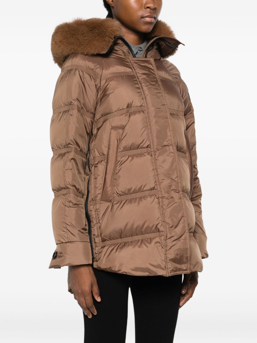 Peuterey Takan Midi Down Jacket In Brown