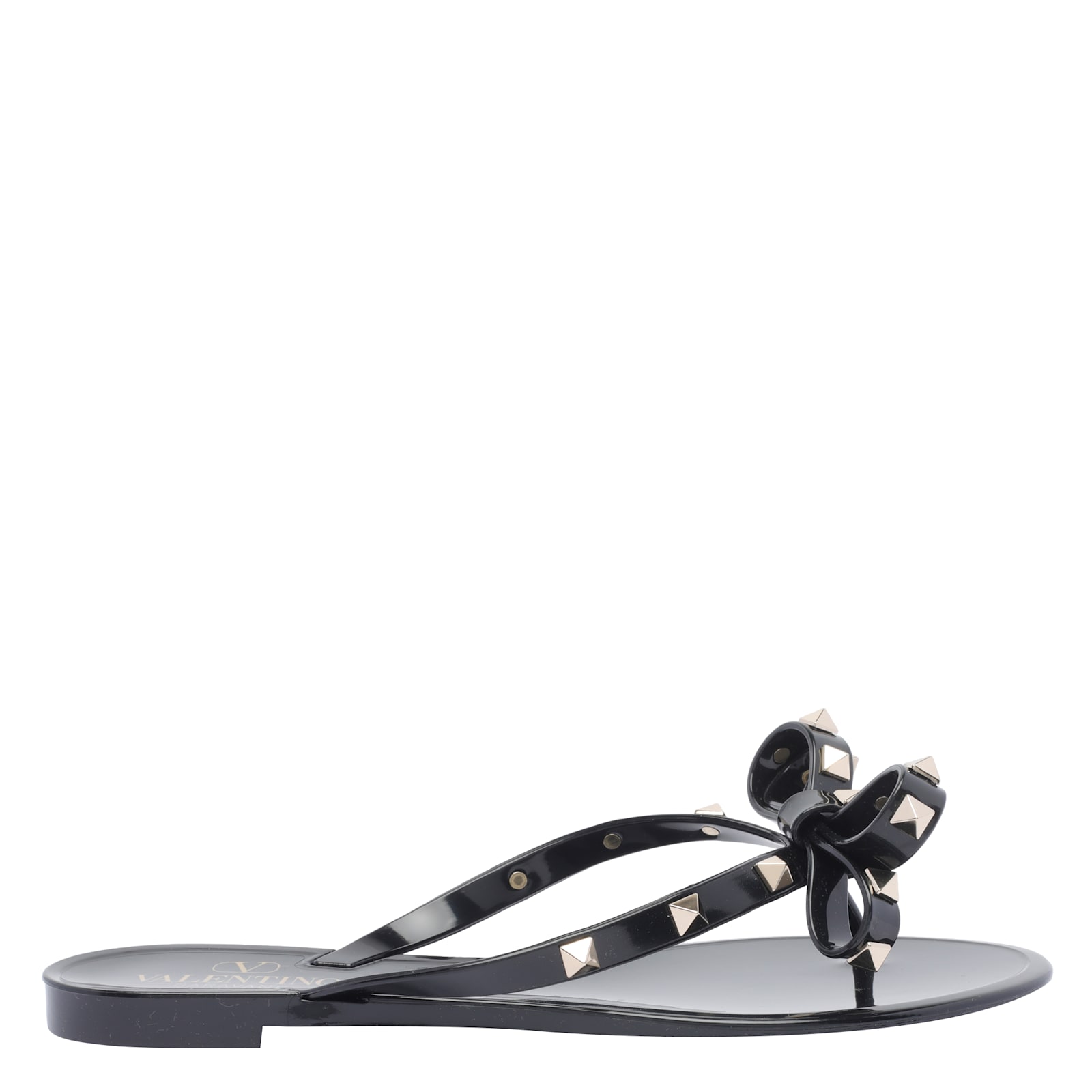 Valentino Heel Sandals With Bow Accent And Studded Embellishments