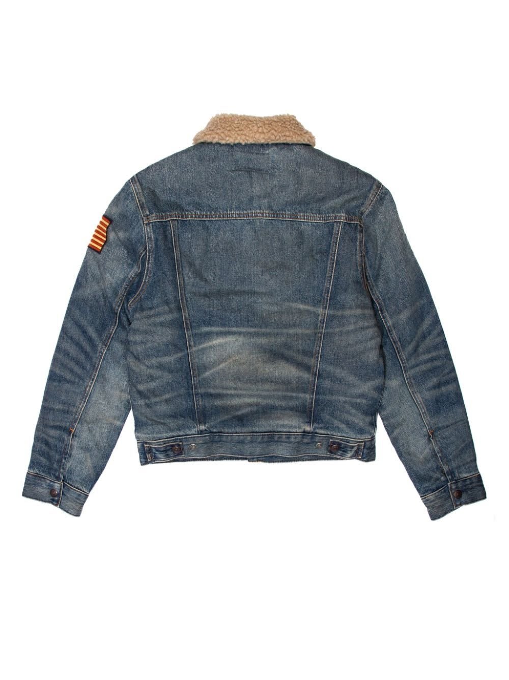 Shop Ralph Lauren Faded Effect Denim Trucker Jacket In Blue