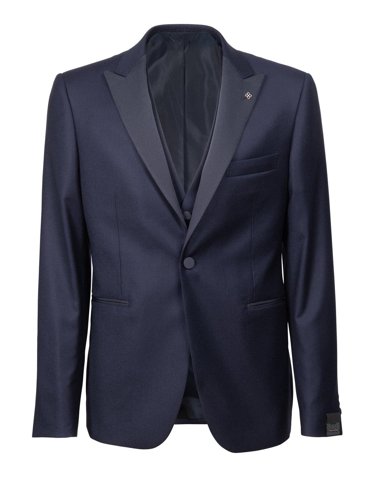 Shop Tagliatore Single-breasted Three-piece Suit Set In Blu Aperto