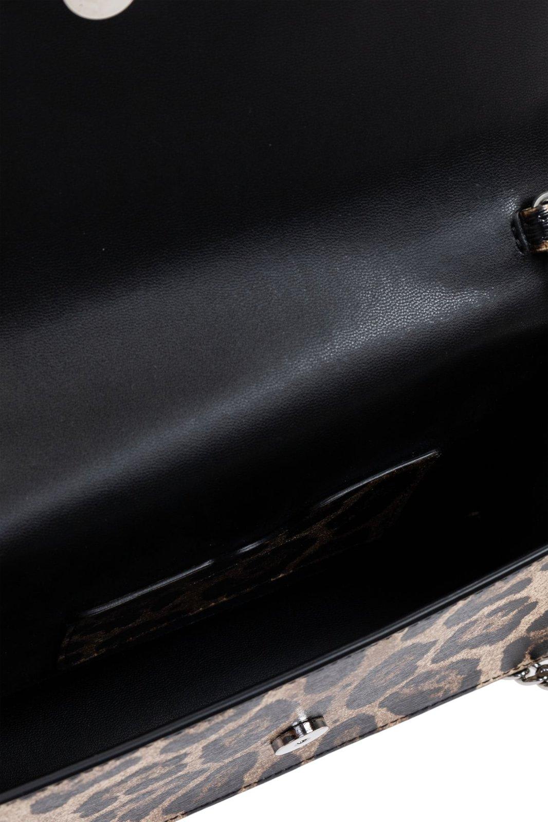 Shop Alexander Mcqueen Leopard Printed Small Skull Clutch Bag In Beige