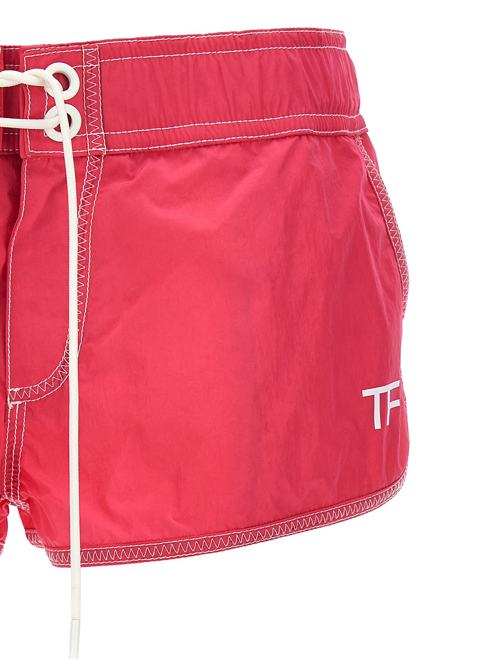 Shop Tom Ford Logo Nylon Shorts In Fuchsia
