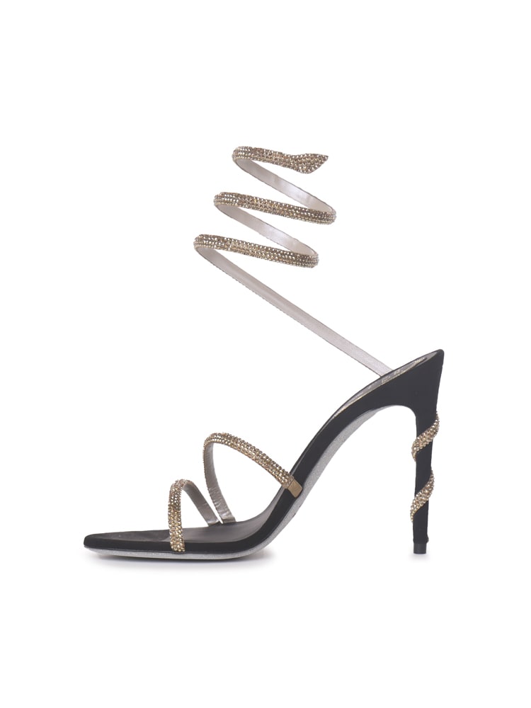 Shop René Caovilla Sandali Margot Platform In Gold, Black