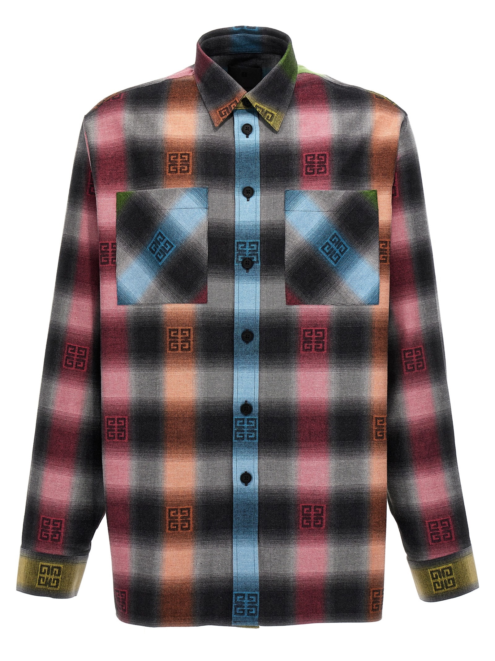 Givenchy Cotton Oversized Shirt Side Slits In Multicolour