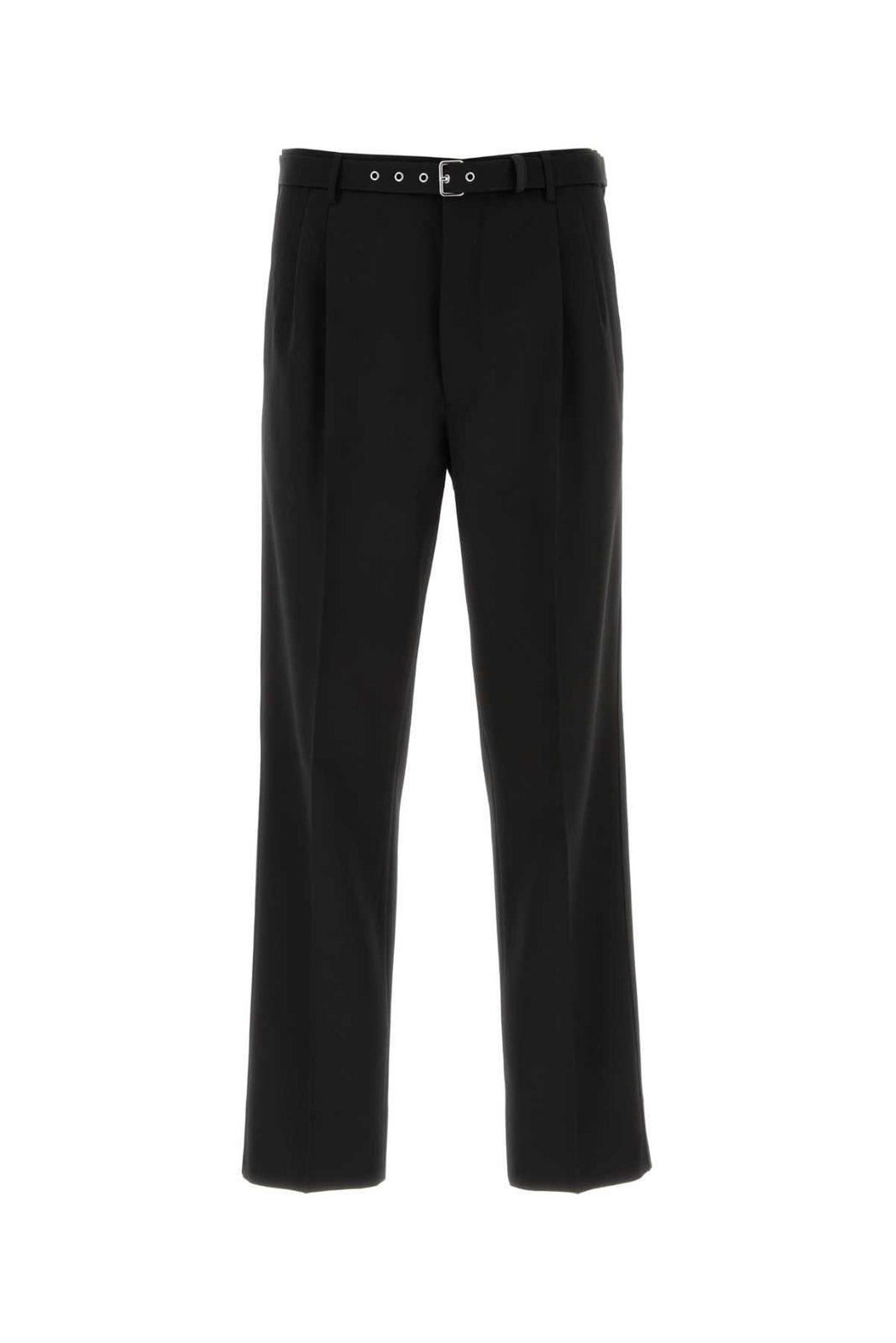 PRADA MID-RISE BELTED STRAIGHT-LEG TROUSERS