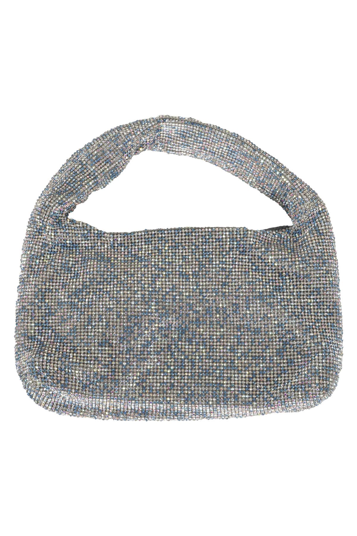 Kara Mini Crystal Mesh Armpit Bag In Blue Pixel