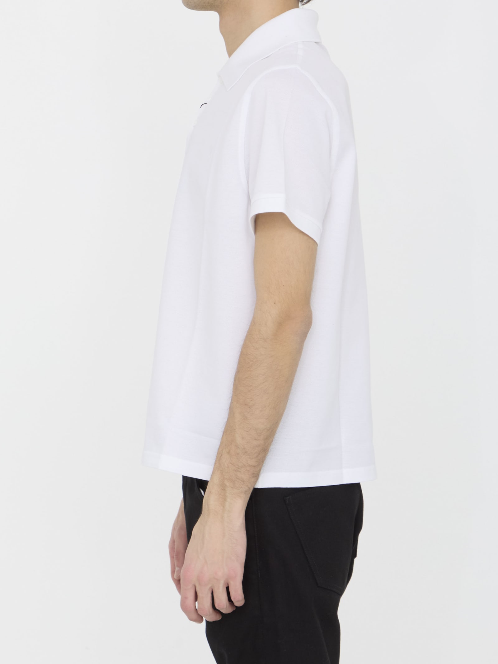 Shop Saint Laurent Monogram Polo Shirt In White