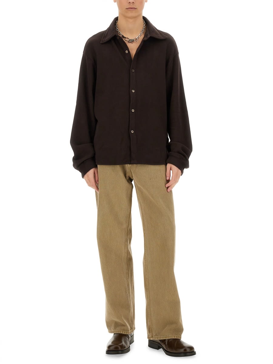 Our Legacy Sleeve Cuffed Long Shirt In Brown