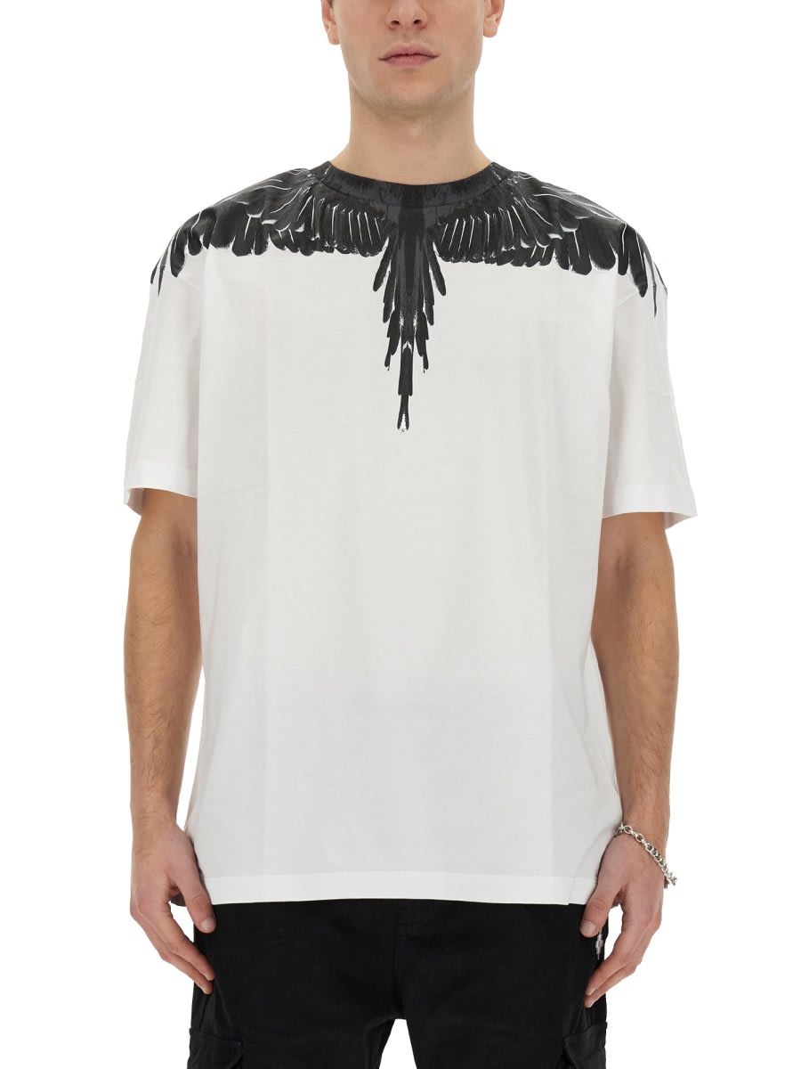 Shop Marcelo Burlon County Of Milan T-shirt With Icon Wings Print In White