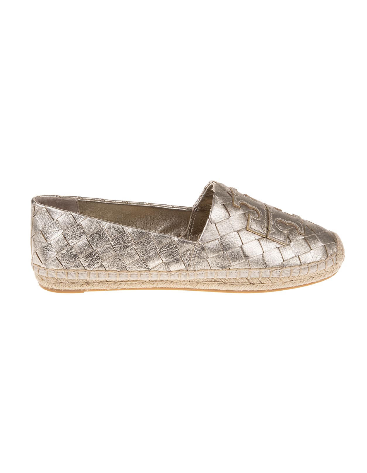 Buy Tory Burch Ines Espadrilles In Platinum Metallic Leather online, shop Tory Burch shoes with free shipping