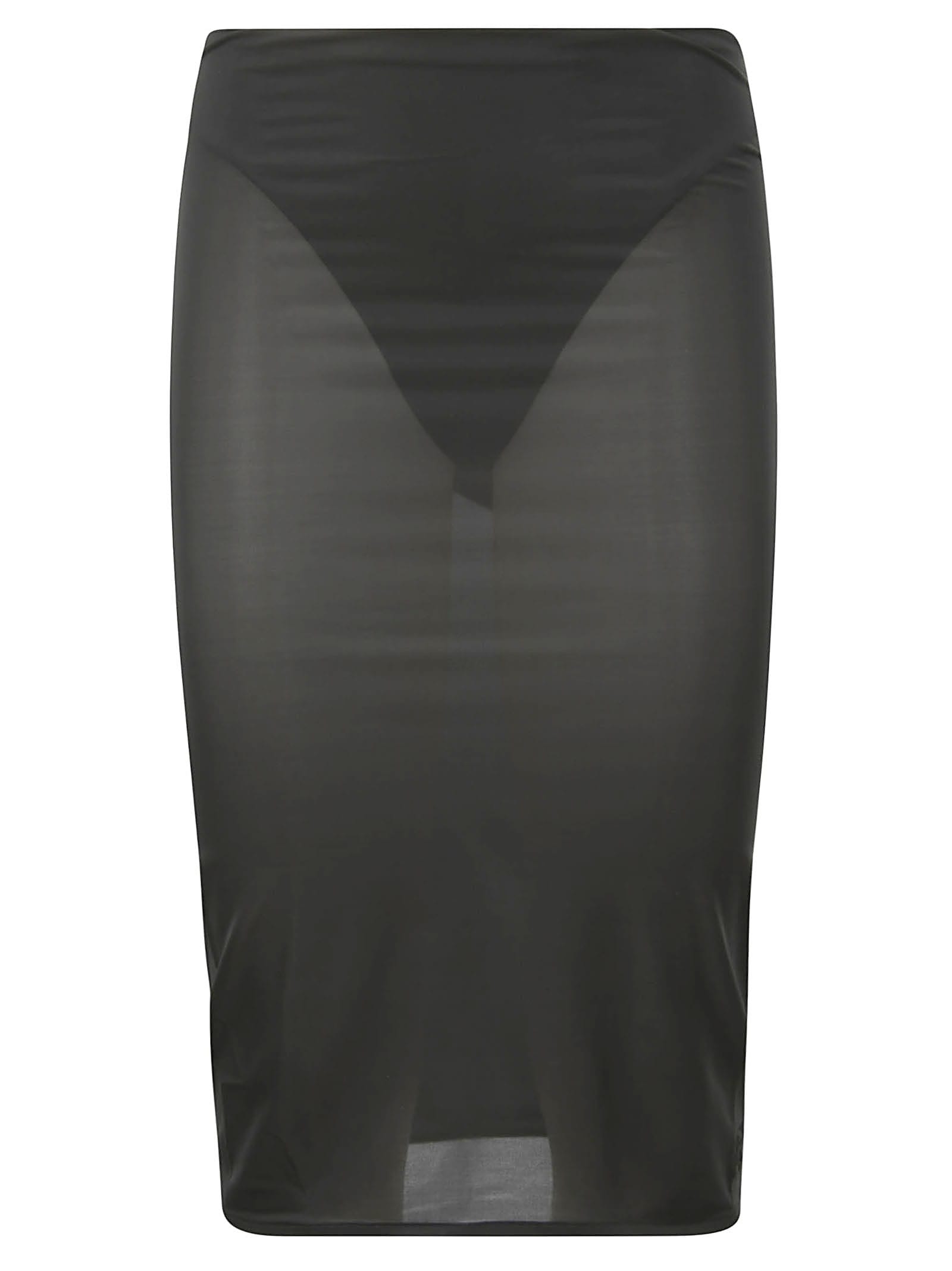 Courrèges Sheer Tube Midi Skirt In Black