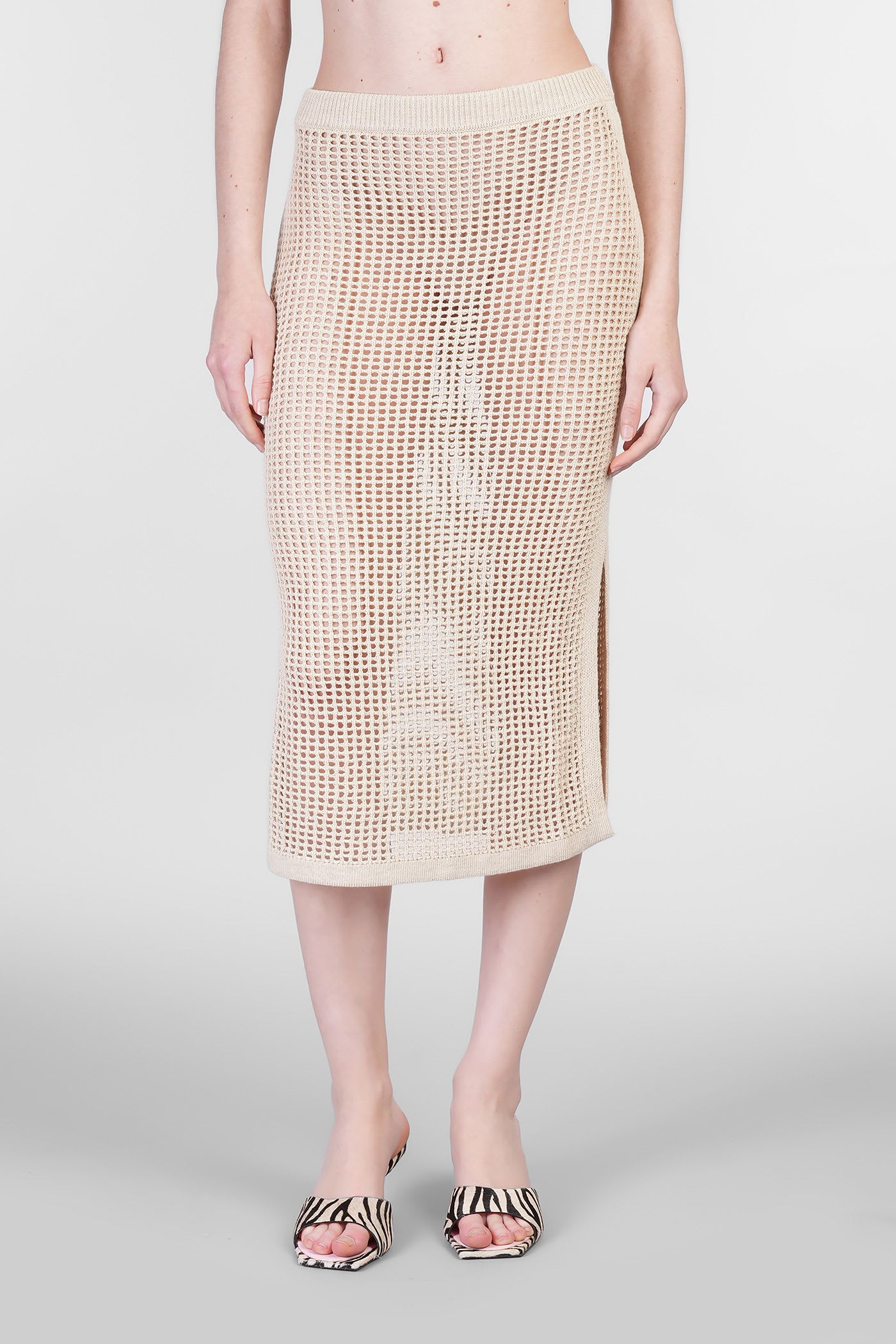 Mc2 Saint Barth Darline Skirt In Beige Cotton In Sand