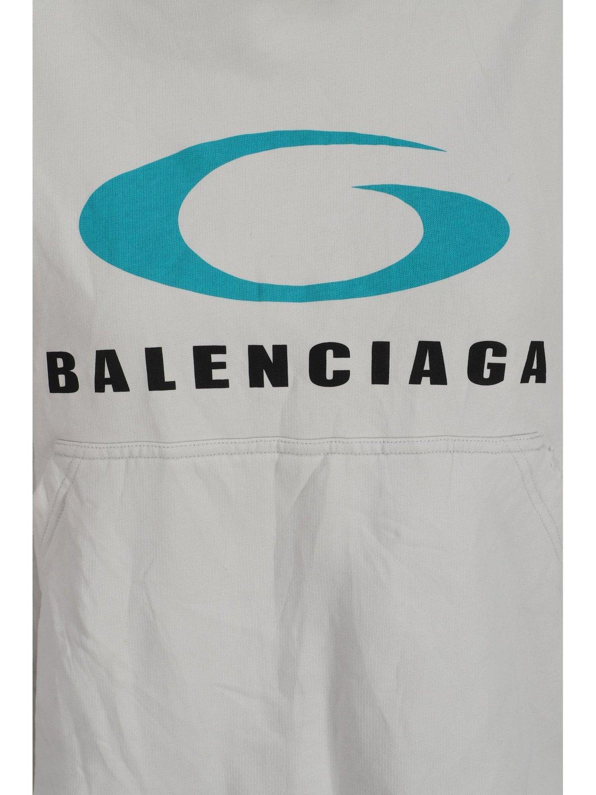 Shop Balenciaga Loop Sports Icon Destroyed Cropped Hoodie