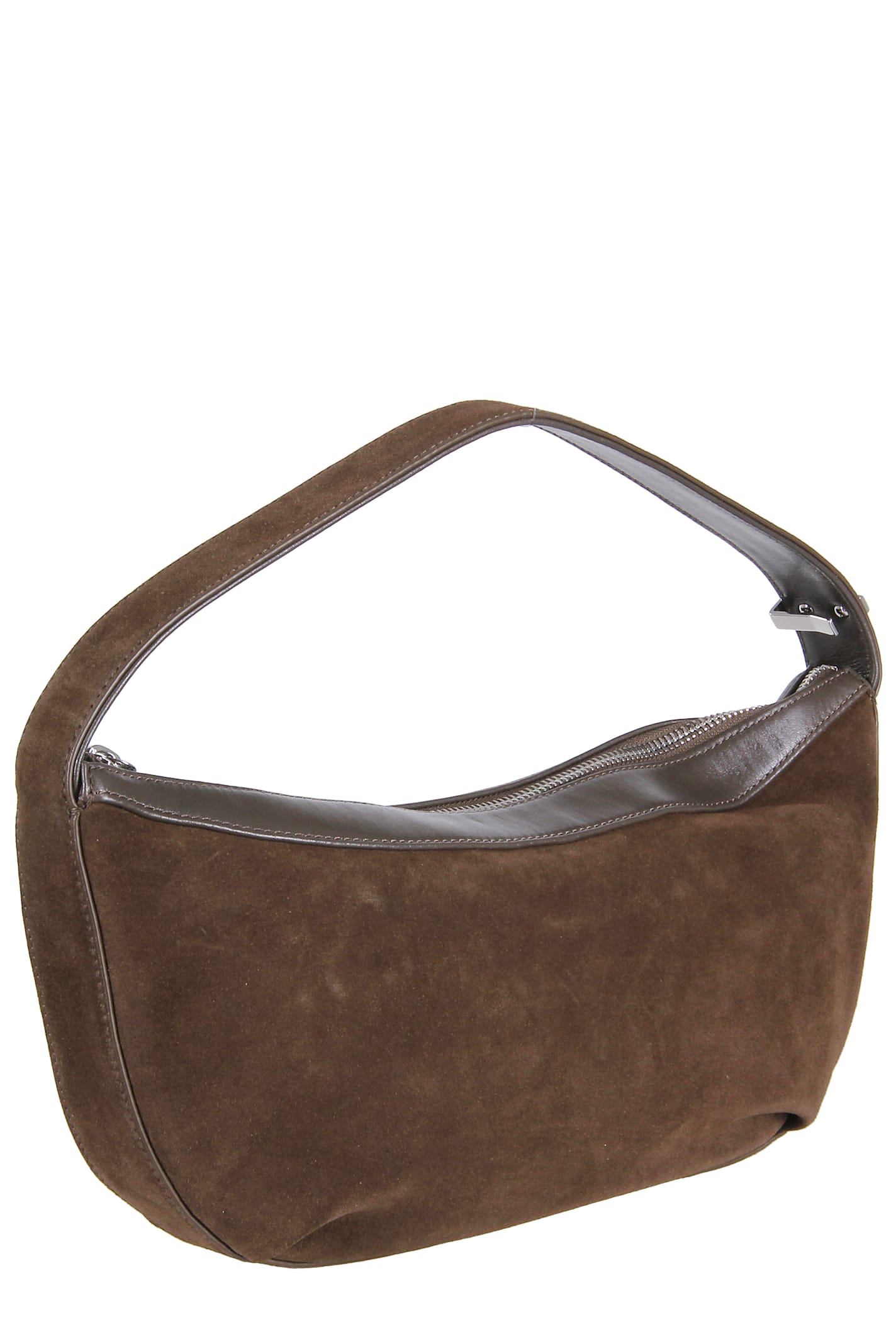 Staud Suede Rectangular Shoulder Bag With Top Handle In Brown