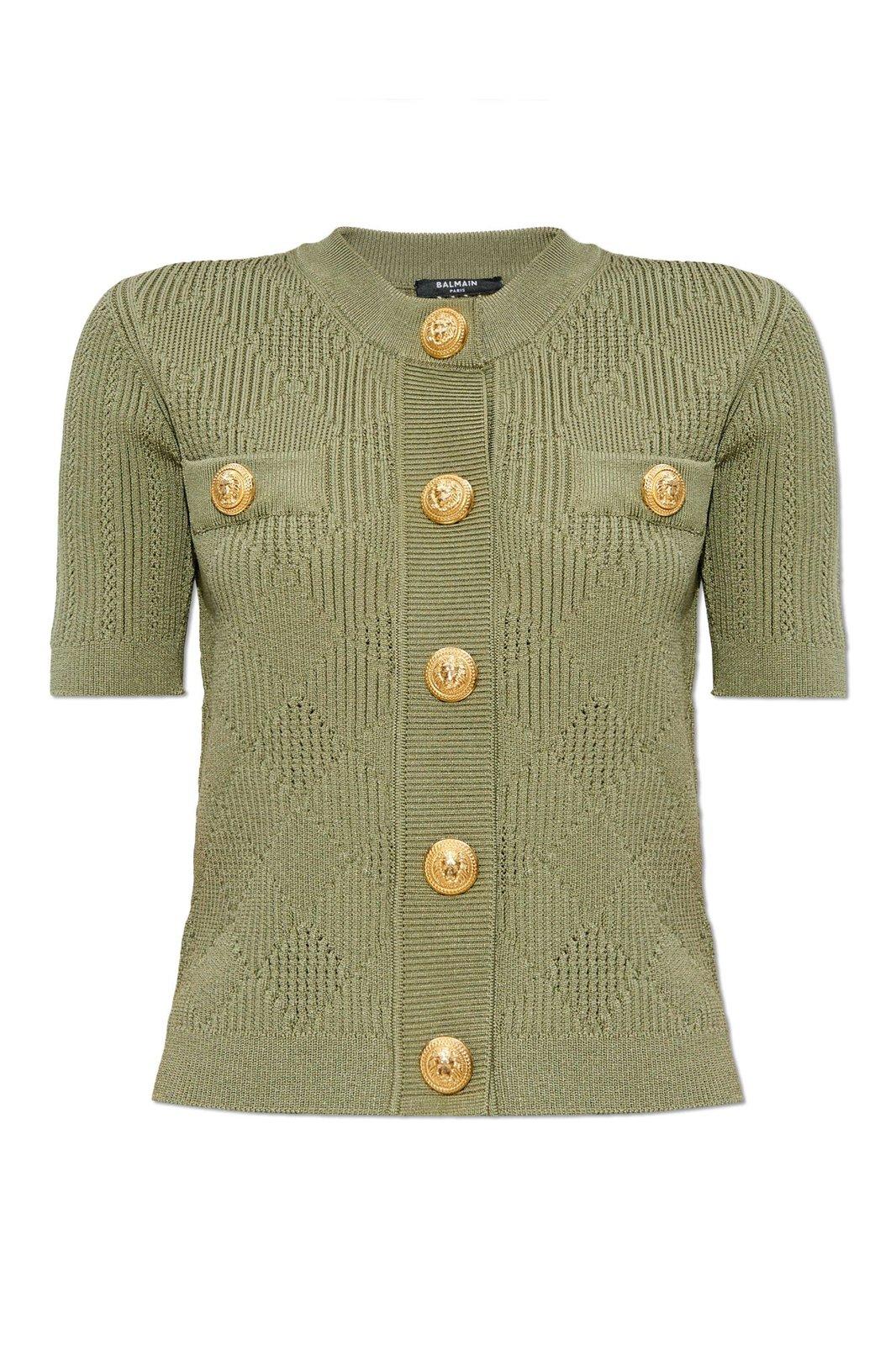 Button-detailed Short-sleeved Cardigan