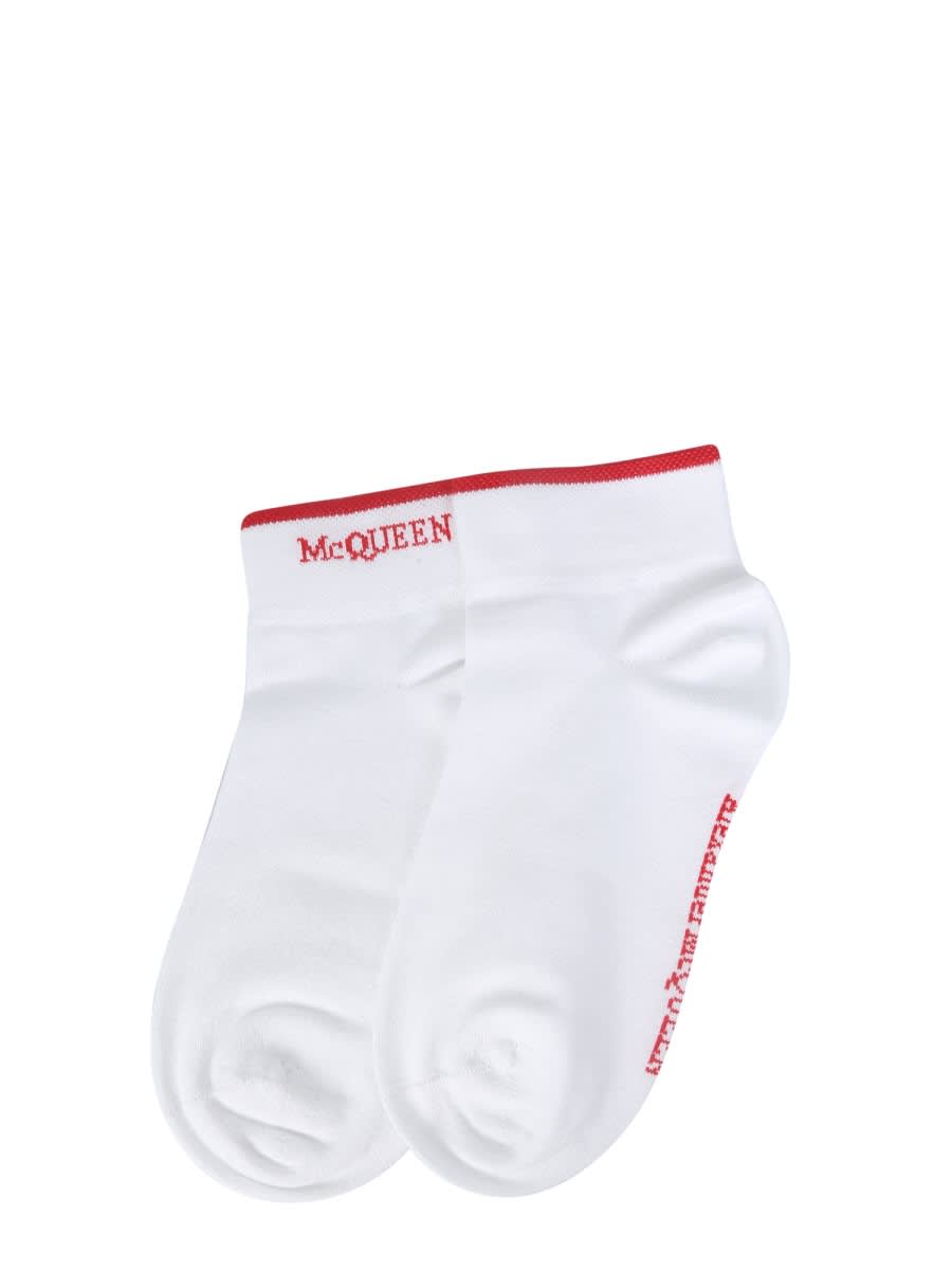 Shop Alexander Mcqueen Sock With Logo In White