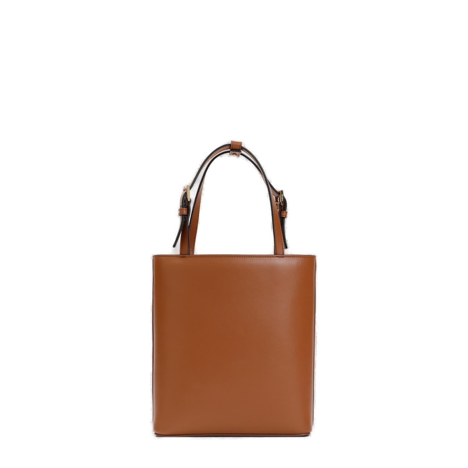 Shop Prada Logo Plaque Top Handle Shoulder Bag In Xug Cognac N