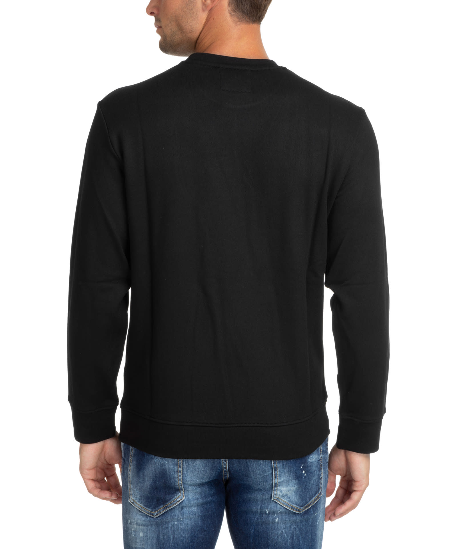 Shop Emporio Armani Cotton Sweatshirt In Nero Logo