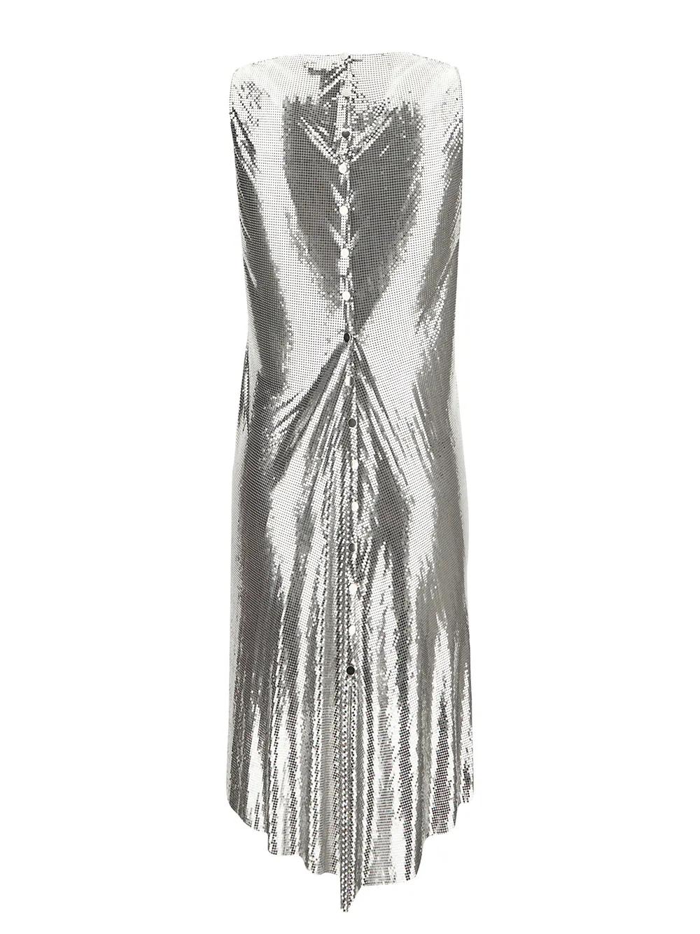 Shop Rabanne Metallized Mesh Dress In Silver