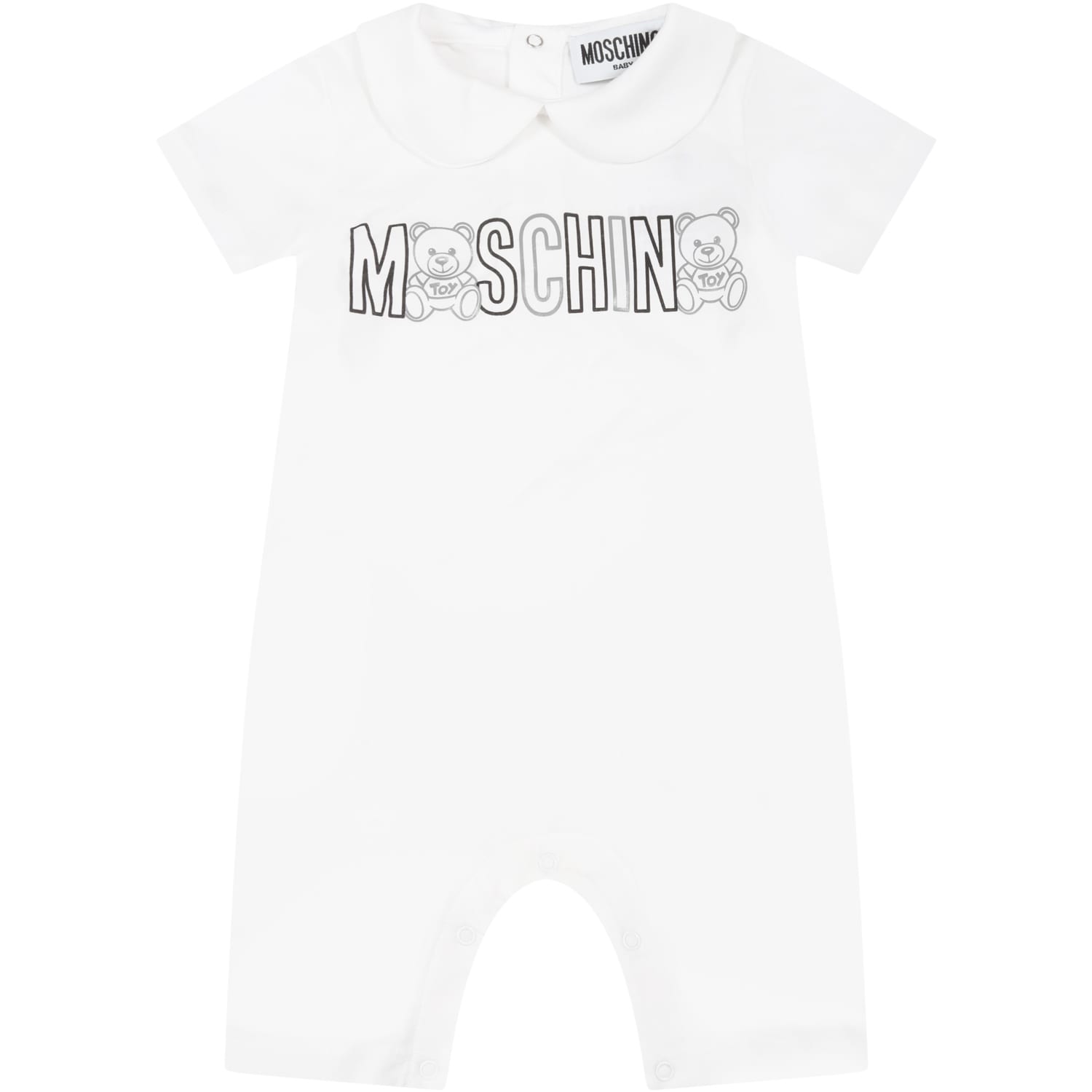 Moschino White Romper For Baby Kids With Logo