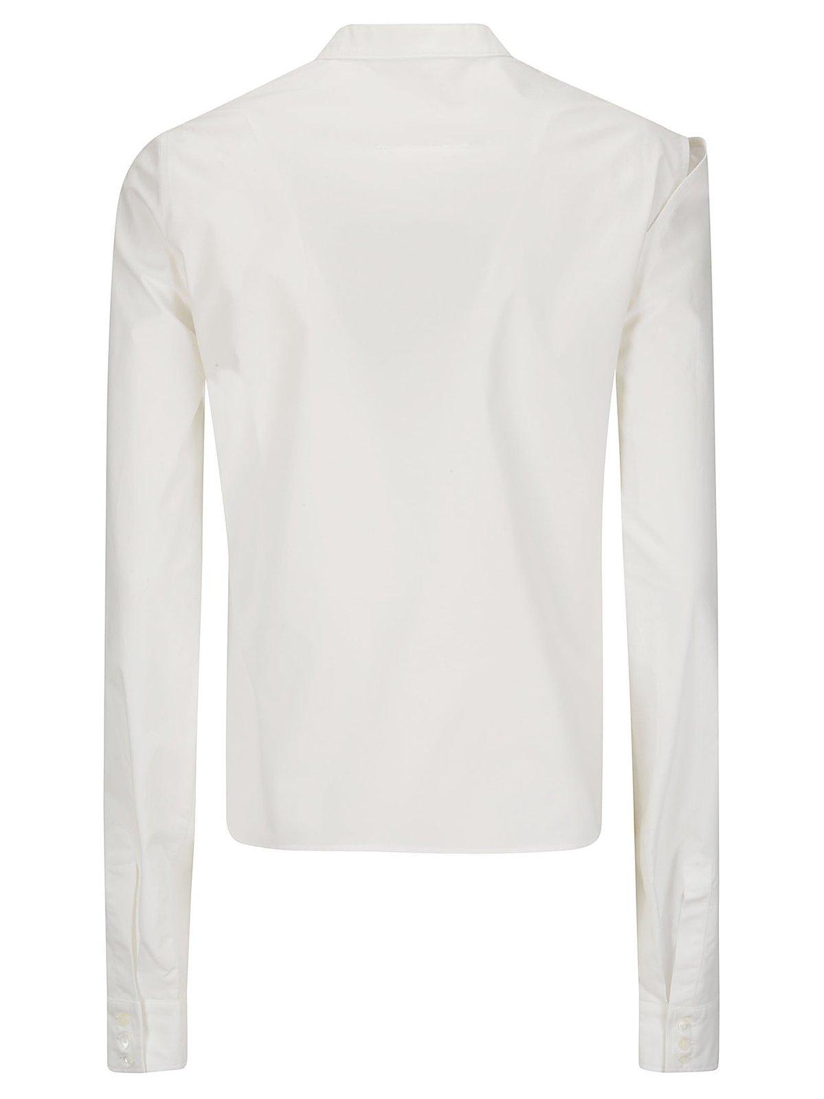 Shop Mm6 Maison Margiela Buttoned Long Sleeved Shirt In White