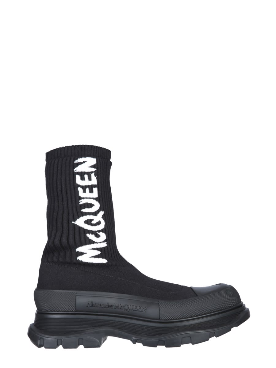 Shop Alexander Mcqueen Tread Slick Boot In Black