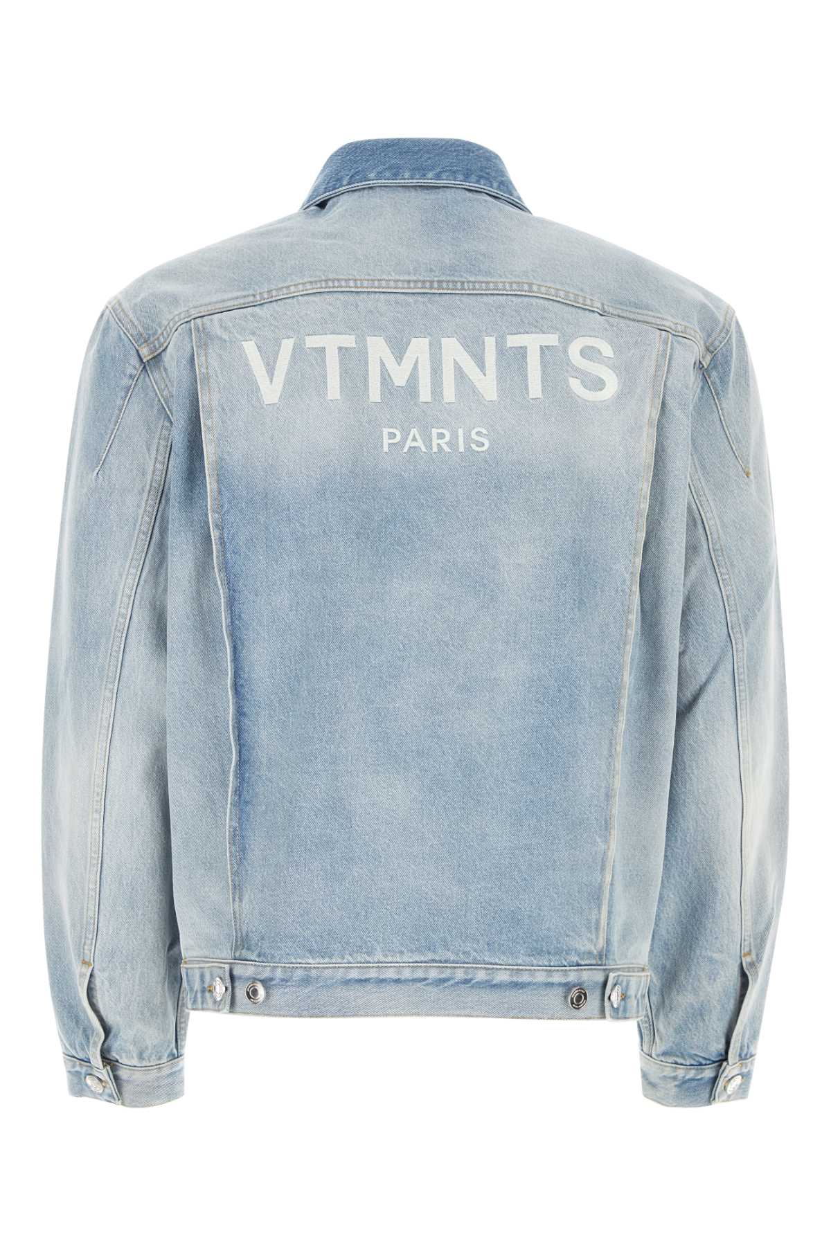 Shop Vtmnts Light-blue Denim Paris Jacket In Light Blue