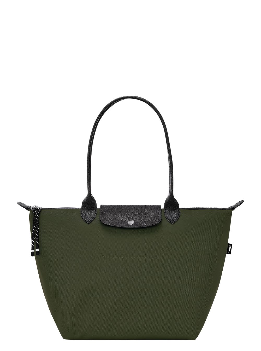 LONGCHAMP LE PLIAGE ENERGY L GREEN SHOULDER BAG WITH ENGRAVED LOGO IN RECYCLED FABRIC WOMAN 