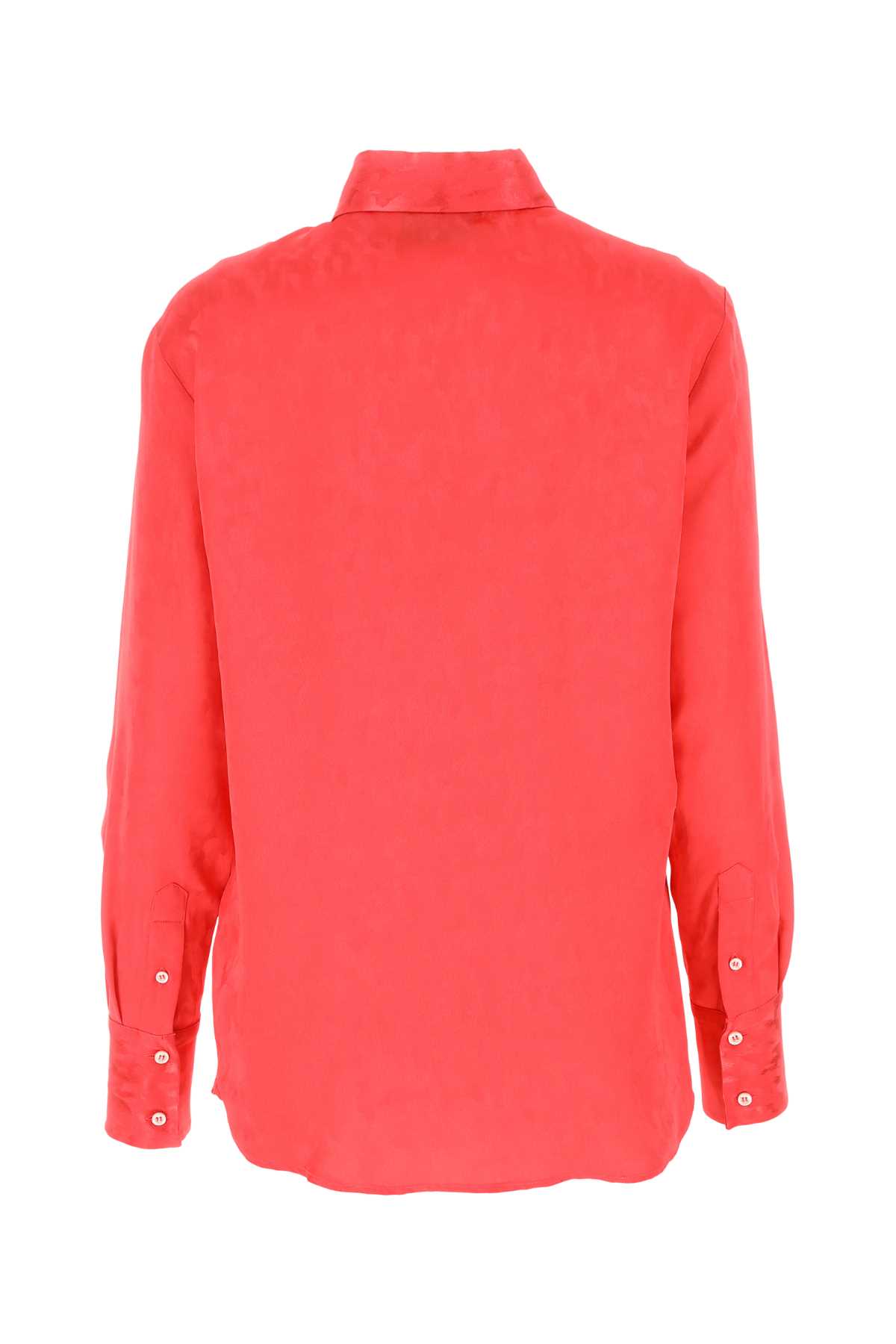 Msgm Coral Satin Shirt In 13